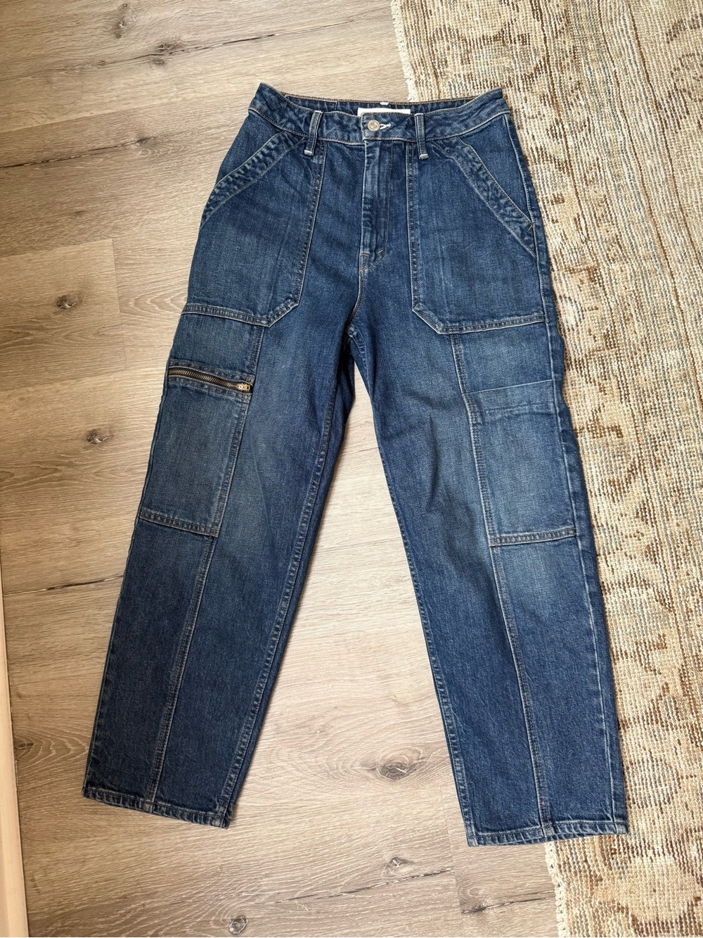 Women’s Dark Blue Denim Cargo Jeans